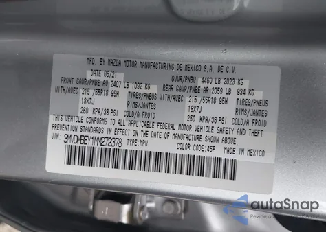 2021 Mazda Cx-30 2.5 Turbo Premium Plus from USA, damaged, VIN 3MVDMBEY1MM272378